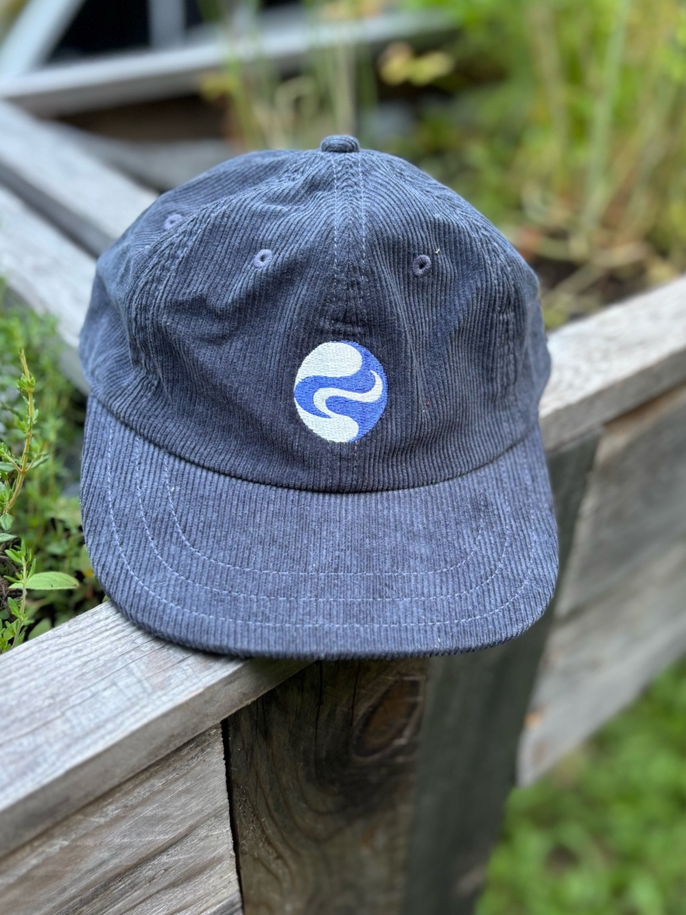 Patagonia Navy Corduroy Baseball Cap with Blue & White Logo